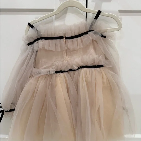 Lola and the Boys Elegant Cream Tulle Dress with Butterfly Accents - Picture 4 of 5